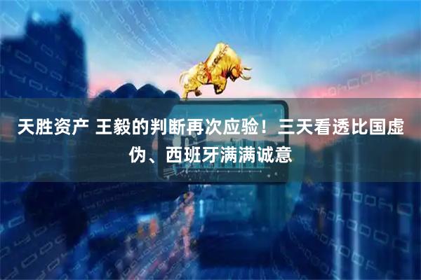 天胜资产 王毅的判断再次应验！三天看透比国虚伪、西班牙满满诚意