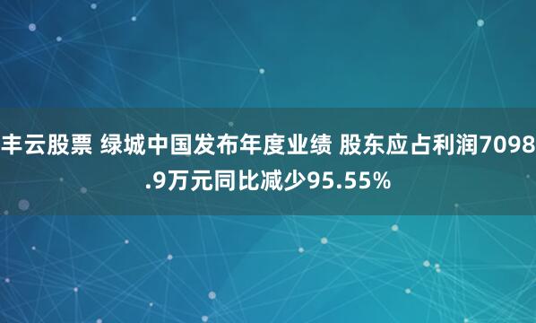 丰云股票 绿城中国发布年度业绩 股东应占利润7098.9万元同比减少95.55%